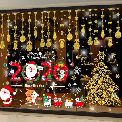 2020 크리스마스 장식품 벽 스티커 쇼핑몰 의류매장 쇼윈도 유리문 크리스마스용 창호화 배치